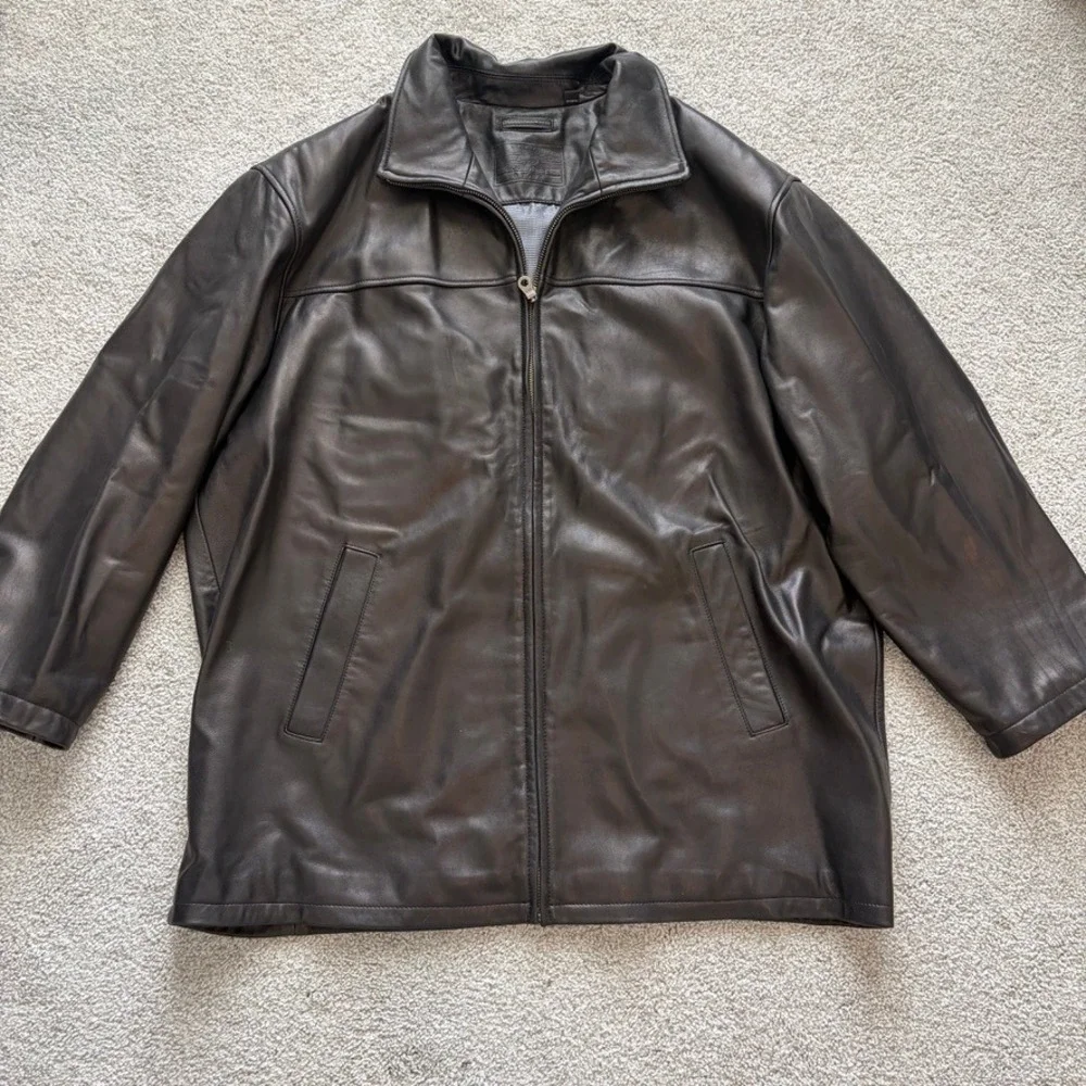 Roundtree & Yorke‎ Lambskin Leather Jacket Mens 3XLT Black Retro Classic